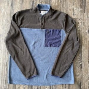 VSTR Premium Color Block Blue & Gray  Polar Fleece Jacket Men Size Large EUC